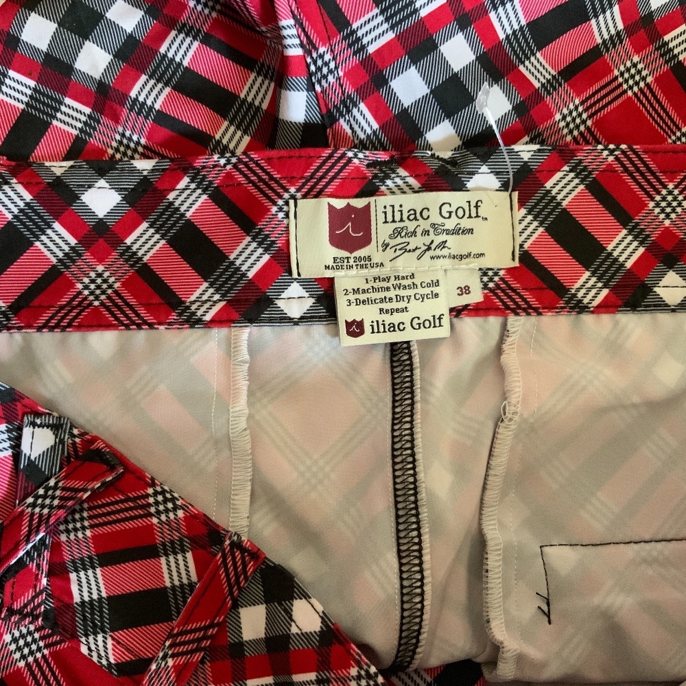 Men’s XL Iliac Plaid Golf Shorts and Shirt Set.